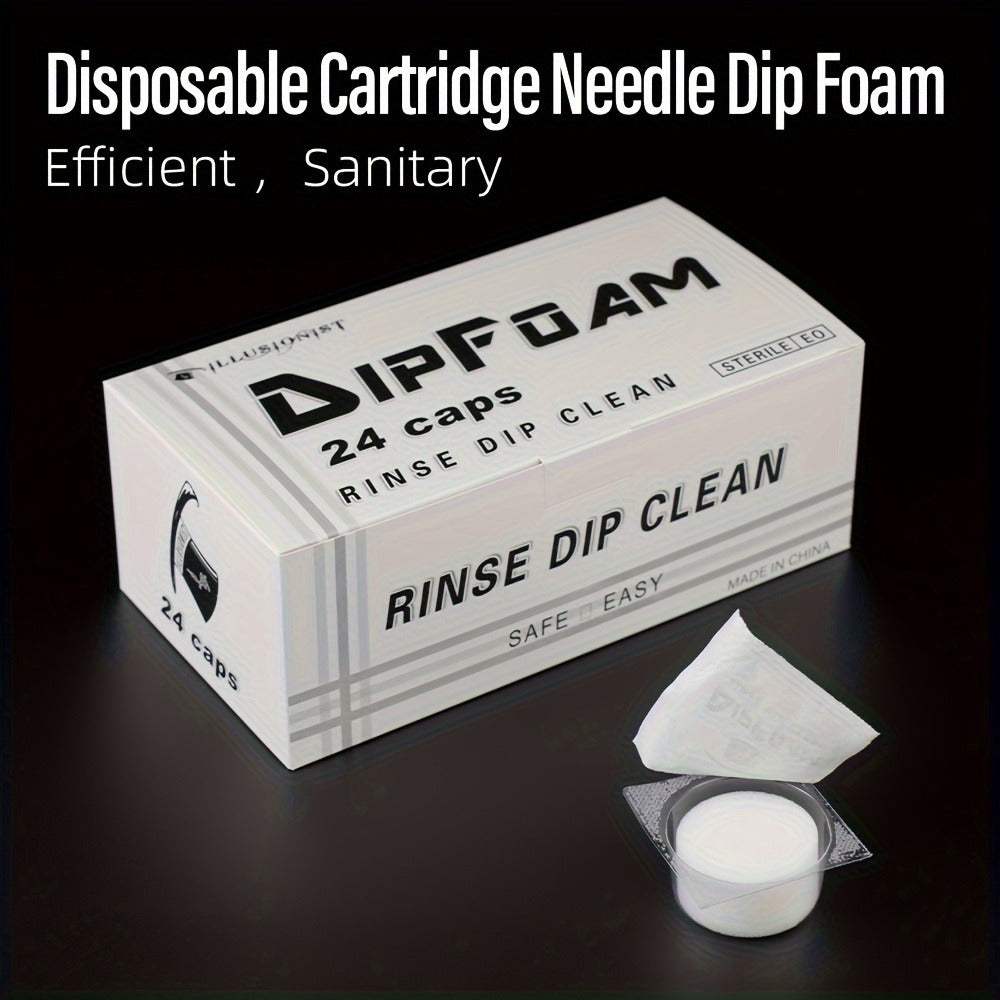 Tattoo Needle Dip Clean Cups 24pcs Foam Liner, Odorless Non-Electric Safe Cleaning for Cartridge & Traditional Needles — imag
