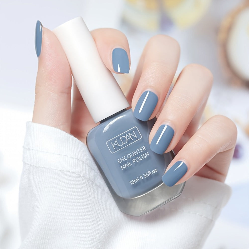 Gel Nail Polish – Grey Blue 0.35oz No Lamp Required Peelable Easy Removal Quick Drying Long-Lasting High Shine DIY Nail Art S