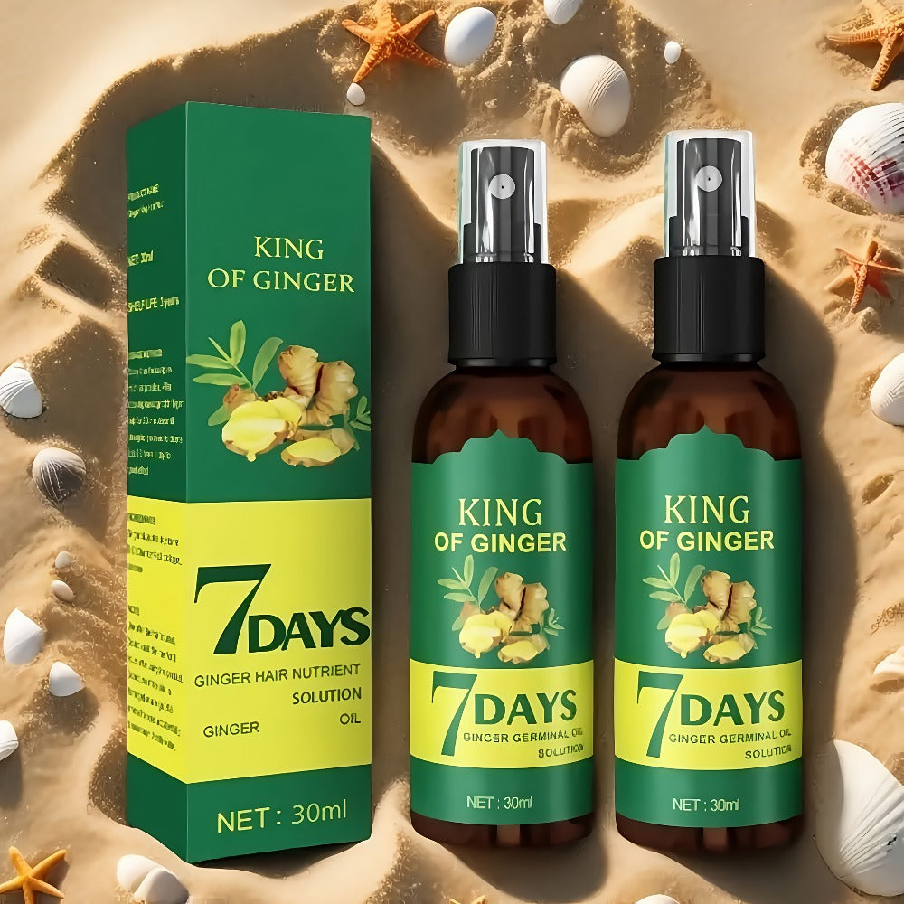 Ginger Hair Oil Spray Set 6 Bottles × 30ml – 7-Day Deep Moisturizing Frizz Control Mist for Dry, Curly & Coily Hair | Lightwe