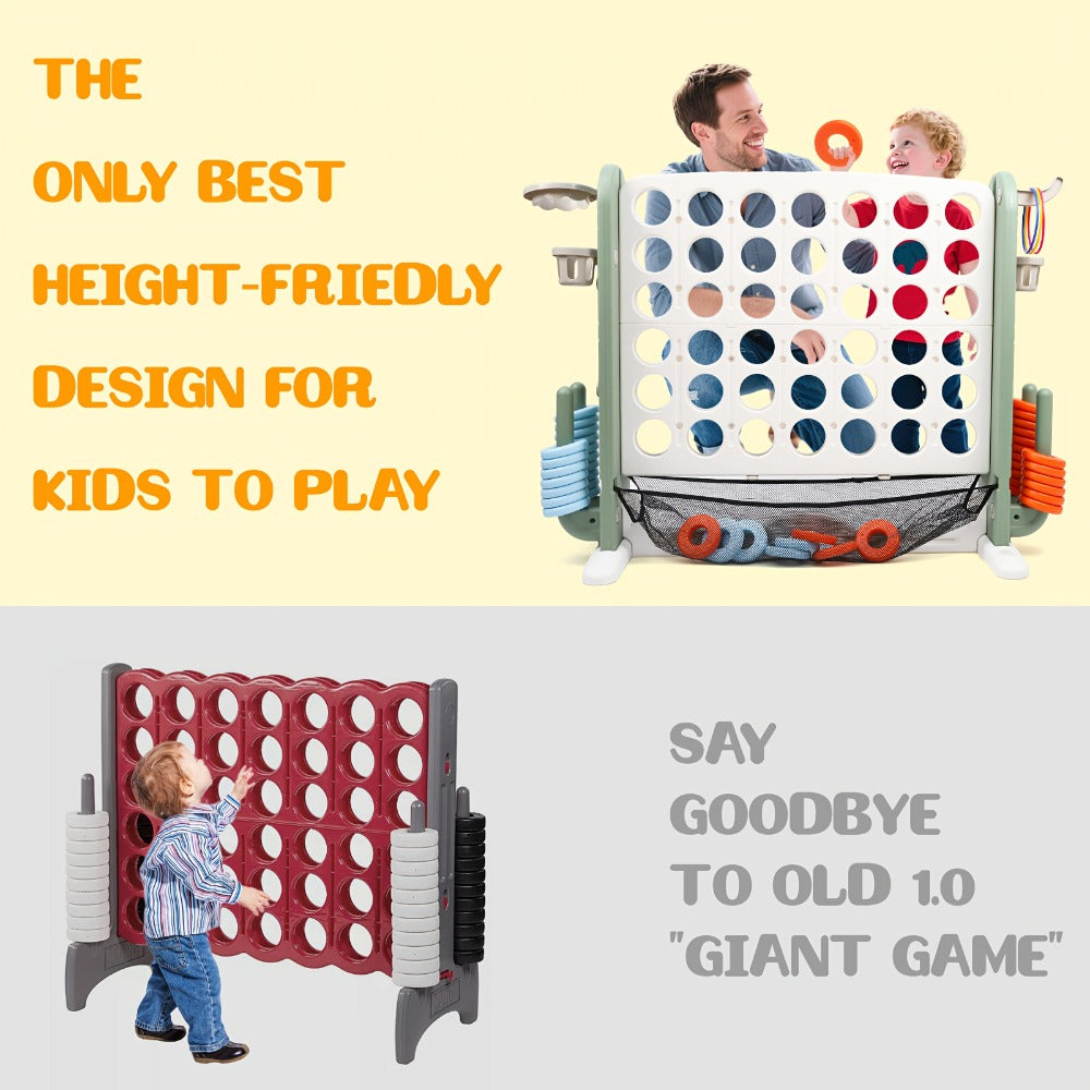 4-in-1 Giant Connect Four Game Set for Kids & Adults, Adjustable Height with Basketball Hoop, Golf Putting — image 8