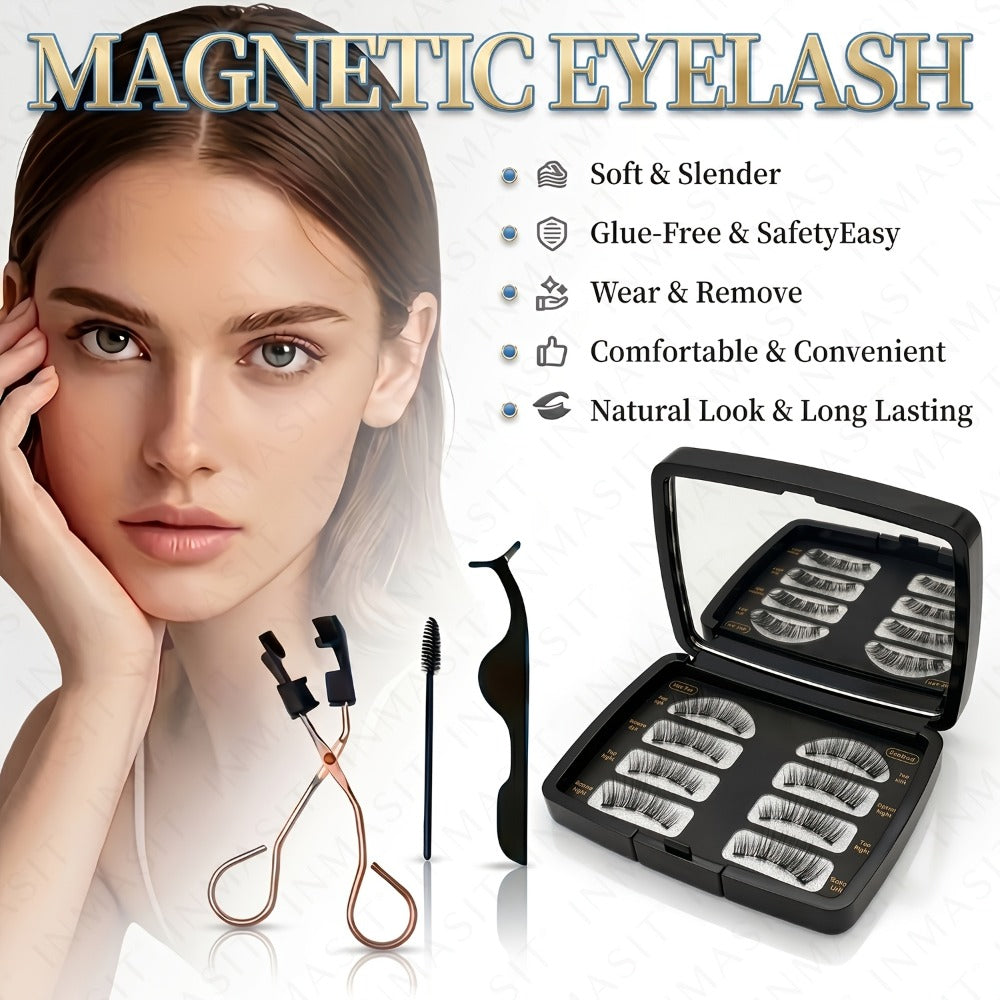 Eight-Piece Black Magnetic False Eyelash Kit with Rectangular Case, Applicator, Tweezers and Brush — image 7