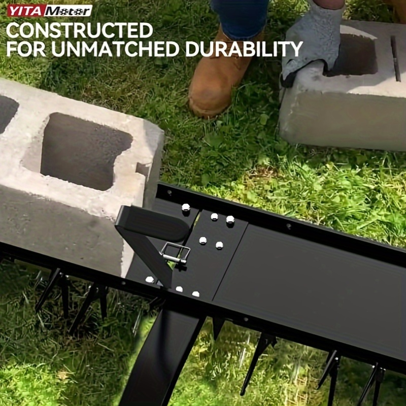 Tow-Behind Plug Aerator 48 Inch - Steel Lawn Aerator with 32 Hollow Tines, Weight Tray & 10-Inch Pneumatic Tires — image 6