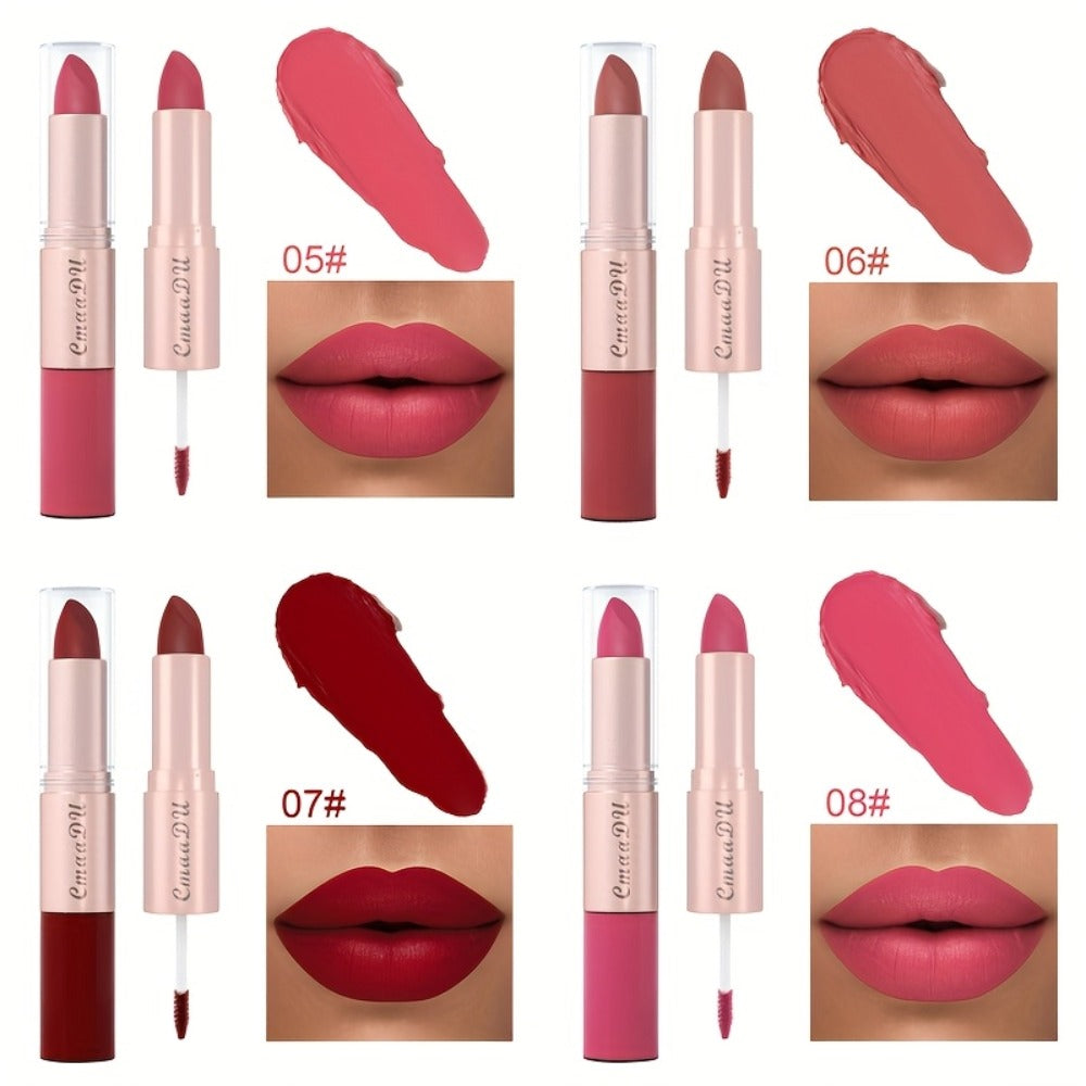 Dual-Ended Matte Lipstick & Lip Gloss Set 4pcs, 2-in-1 Velvety Lip Color, Non-Drying Comfortable Formula — image 5