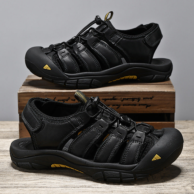 Top Layer Leather Plus Size Men's Beach Sandals