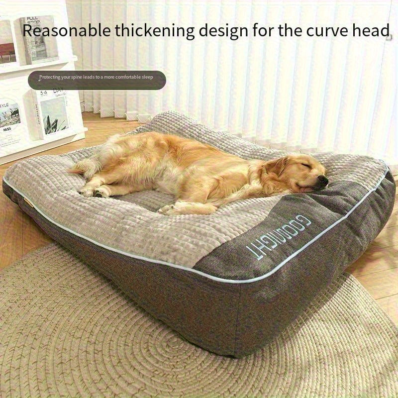 Gray Rectangular Dog Bed with Thick Polyester Fiber Cushion, Four Size Options and Included Grooming Tool — image 4