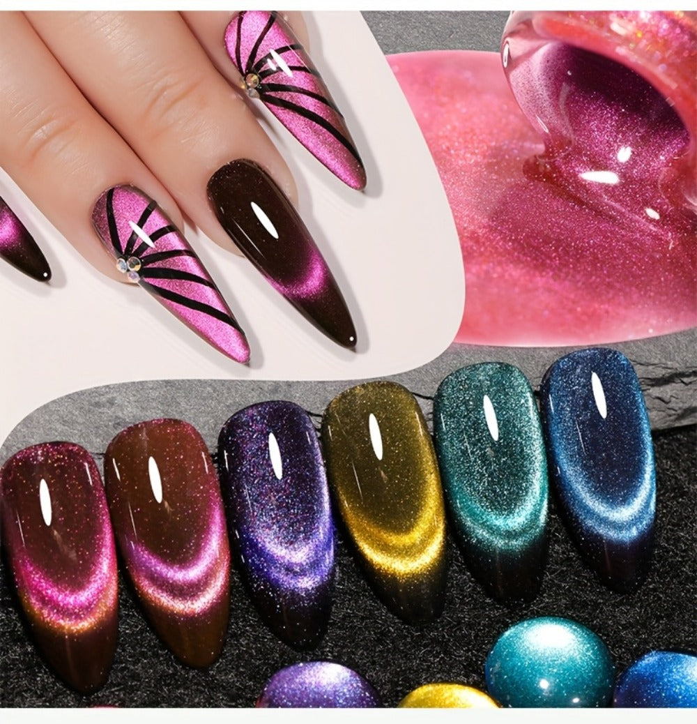 Dopamine Cat Eye Gel Polish Set with Six Magnetic Colors and Photo Frame Bottles for UV LED Nail Art — image 15