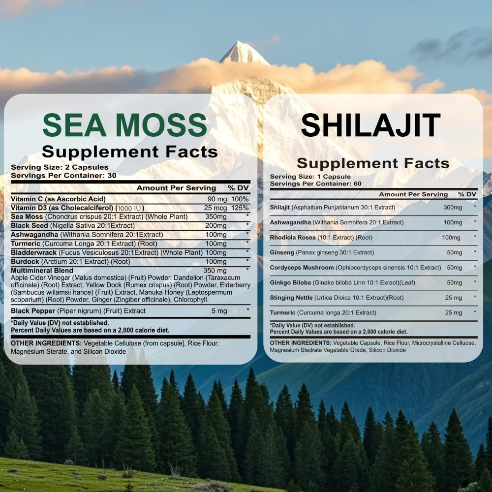 Sea Moss and Shilajit Capsule Supplements in 60-Count Bottles with One- to Six-Bottle Options — image 2