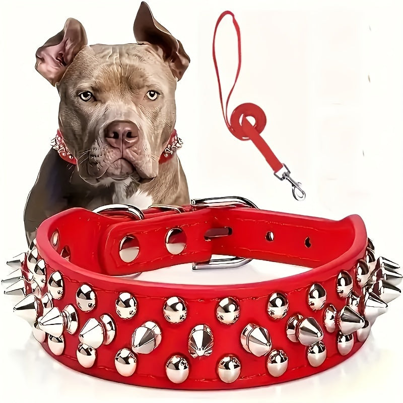 Rivet-Studded Dog Collar and Matching Leash Set with Metal Buckle, Five Colors and XS–XXL Sizing — image 17