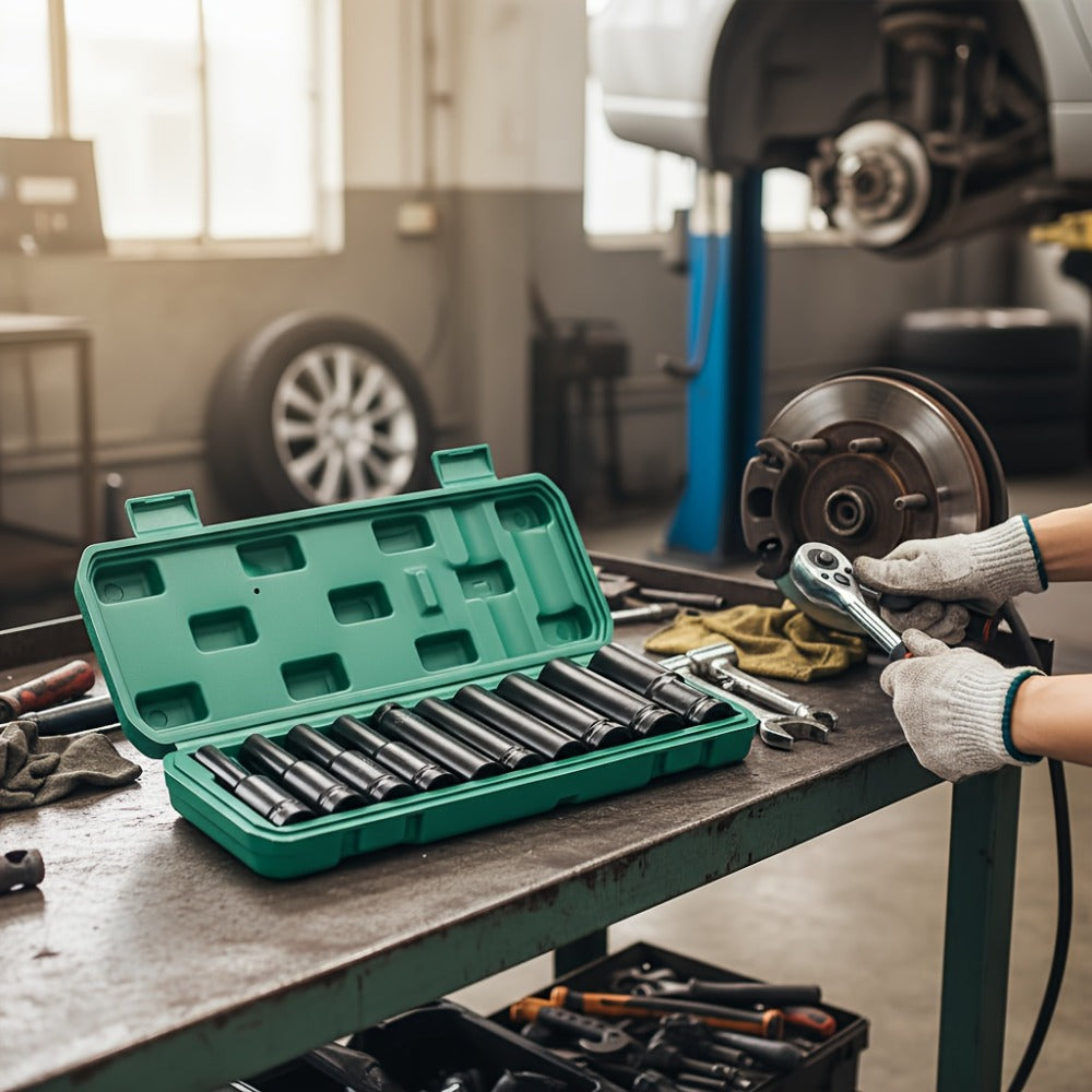 1/2 Inch Deep Impact Socket Set – Chrome Vanadium Steel for Tire Removal, Mechanical Repairs & Car Maintenance | Compatible w