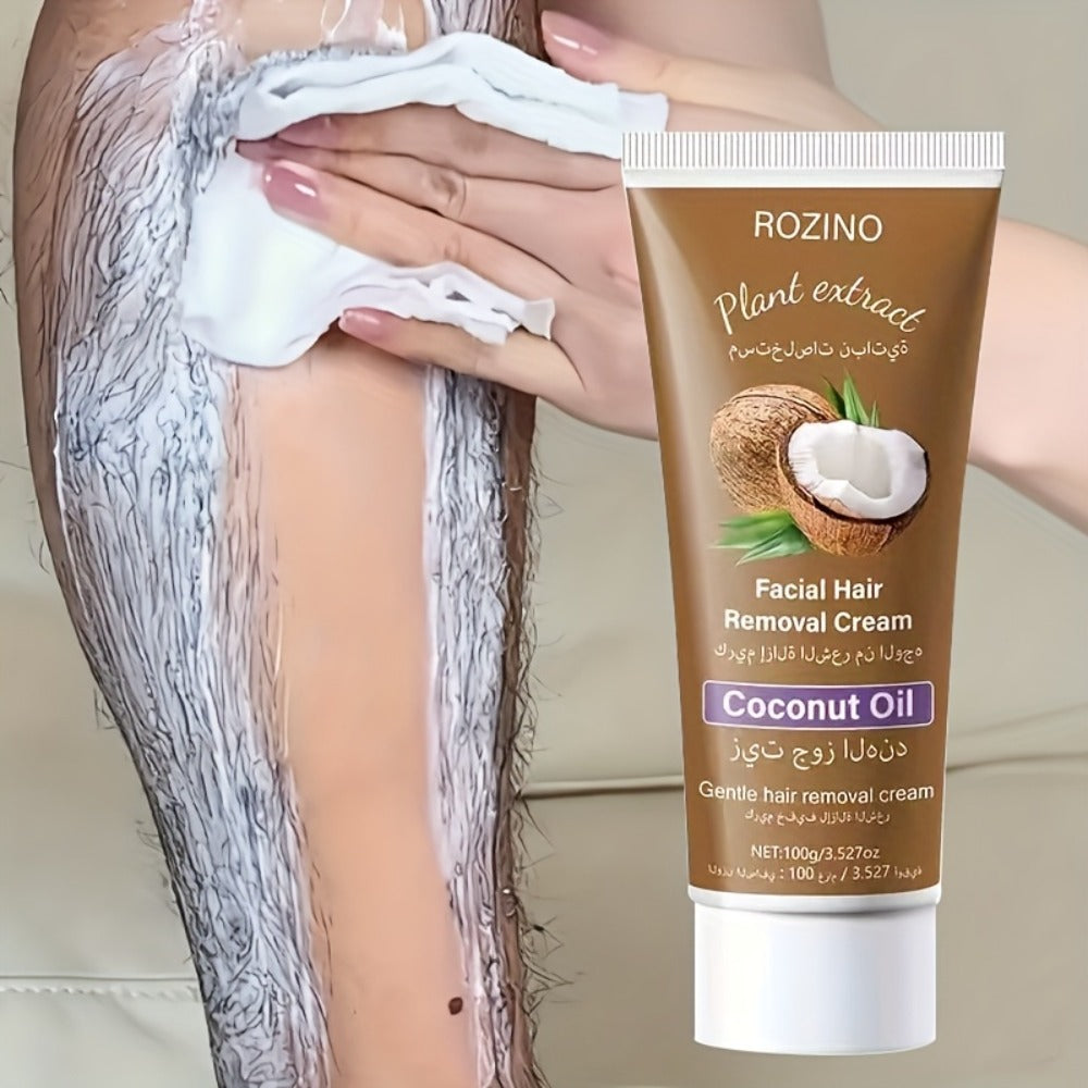 Hair Removal Cream ROZINO 100g Coconut Tube with Carton for Women’s External Body Grooming Routine — image 3