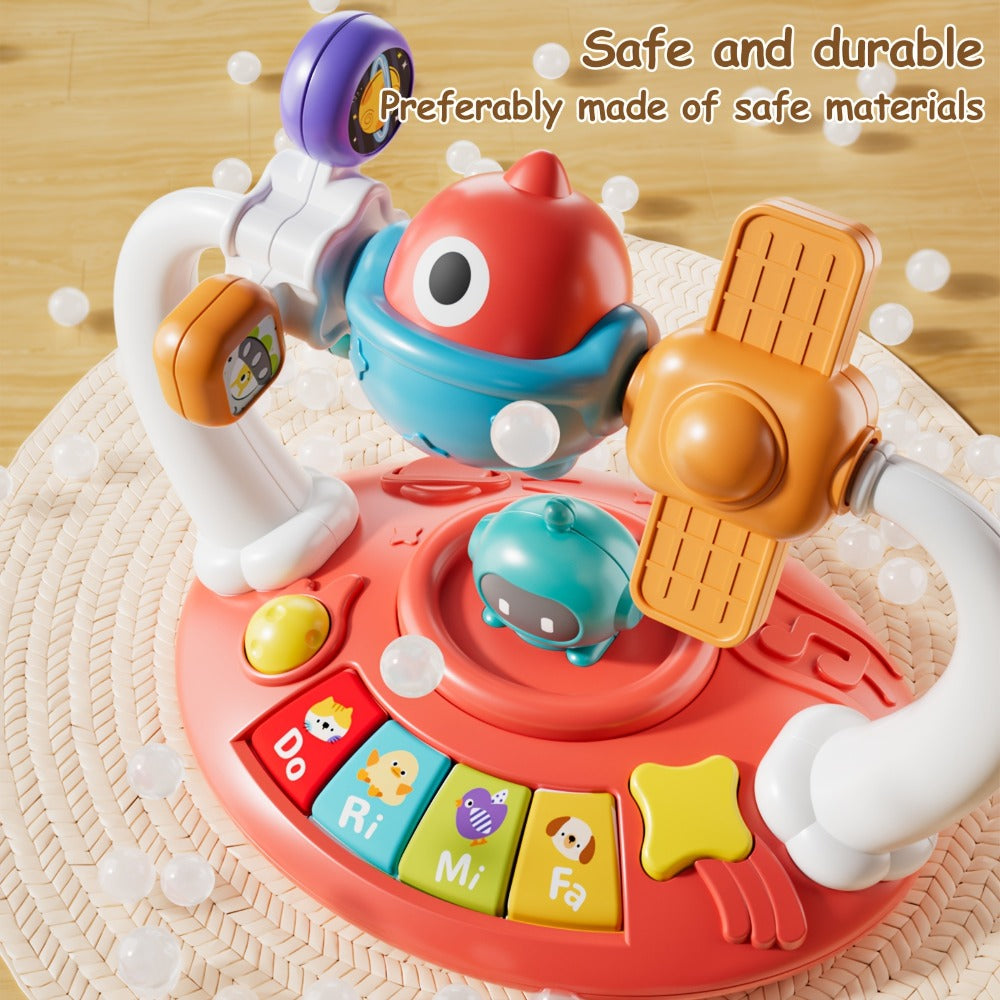 Dinosaur Piano Toy for Kids, Rotatable Smart Music Box with Space Theme, Mini Electronic Musical Instrument for Toddlers — im