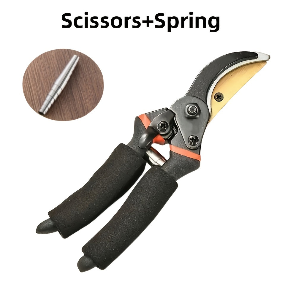 Hand Pruning Shears Set with Black-and-Orange Handles, Replacement Spring and 21cm Pictured Length — image 2