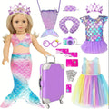 Twenty-Piece Mermaid Travel Accessory Set for 18-Inch Dolls with Purple Suitcase, Skirts and Crown — image 10