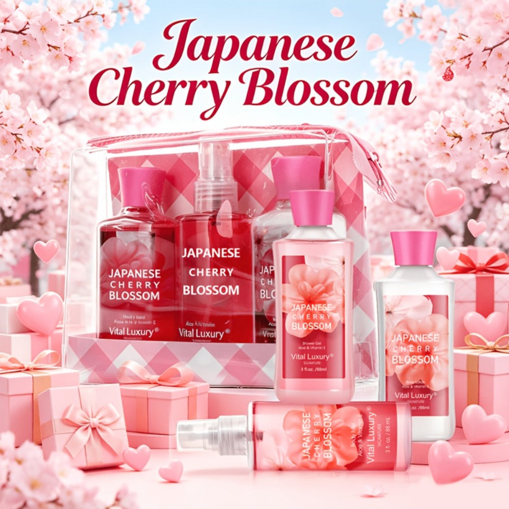 Bath Body Care Gift Set Shower Gel Body Lotion Body Mist Aloe Vera Vitamin E Glycerin Deep Moisturizing Fragrance Set for Wom