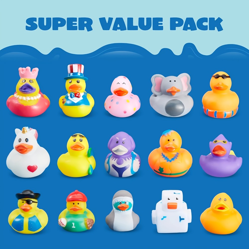 30-Piece Mini Duck Bath Toy Assortment with 2-Inch Character Designs and Mesh Storage Bag Pictured — image 7