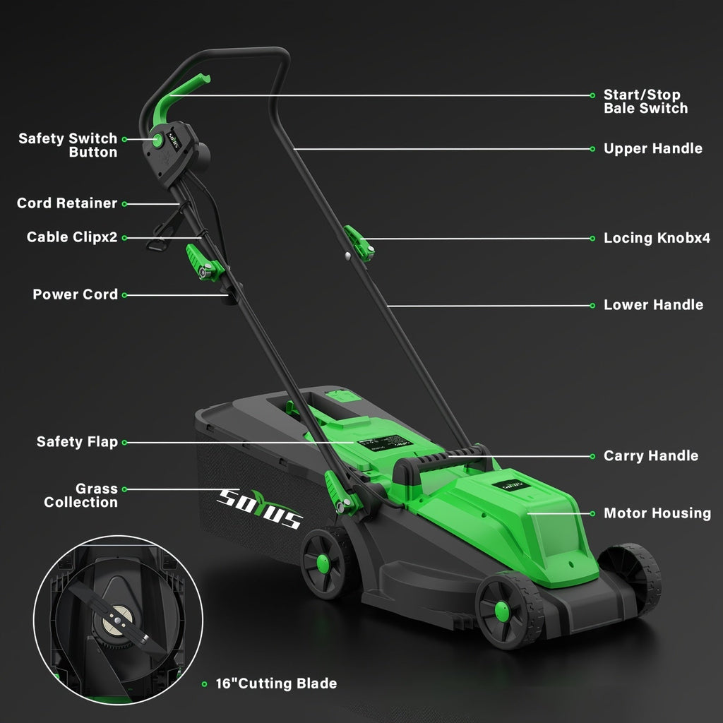 Electric Lawn Mower Corded 13-Inch 11 Amp for Garden, Patio and Yard Use, with the Listed Configuration — image 2