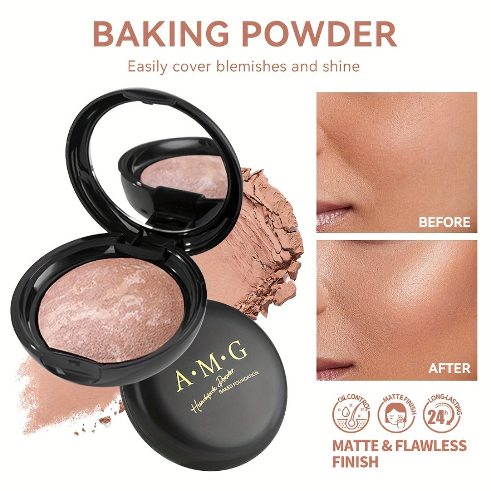 Marbled Pressed Powder Foundation Compact with Mirror in Six Shade Labels from Rose to Sand — image 1