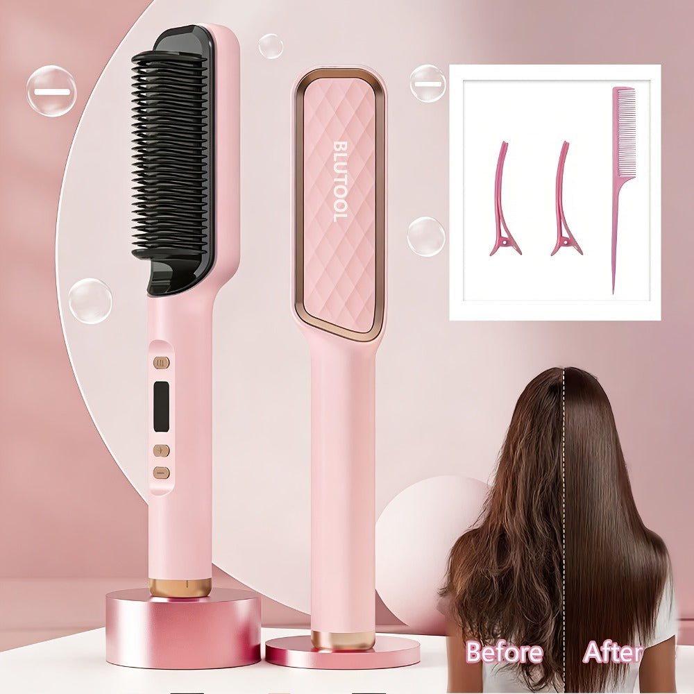 Heated Straightening Brush with Display in White, Grey, Champagne or Purple and Accessory Set — image 7