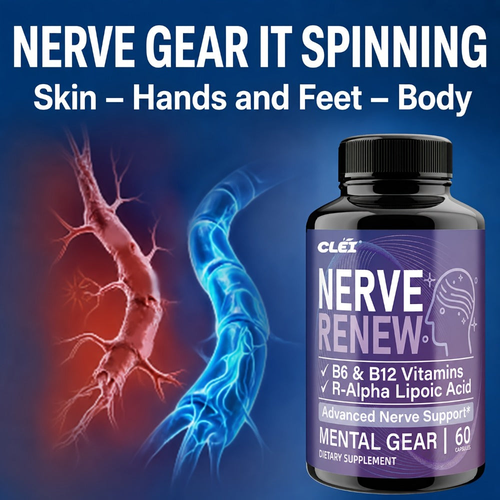 Nerve Renew Capsules with Vitamin B Complex & R-Alpha Lipoic Acid, Neuro Botanical Antioxidant Blend for Nerve Health — image