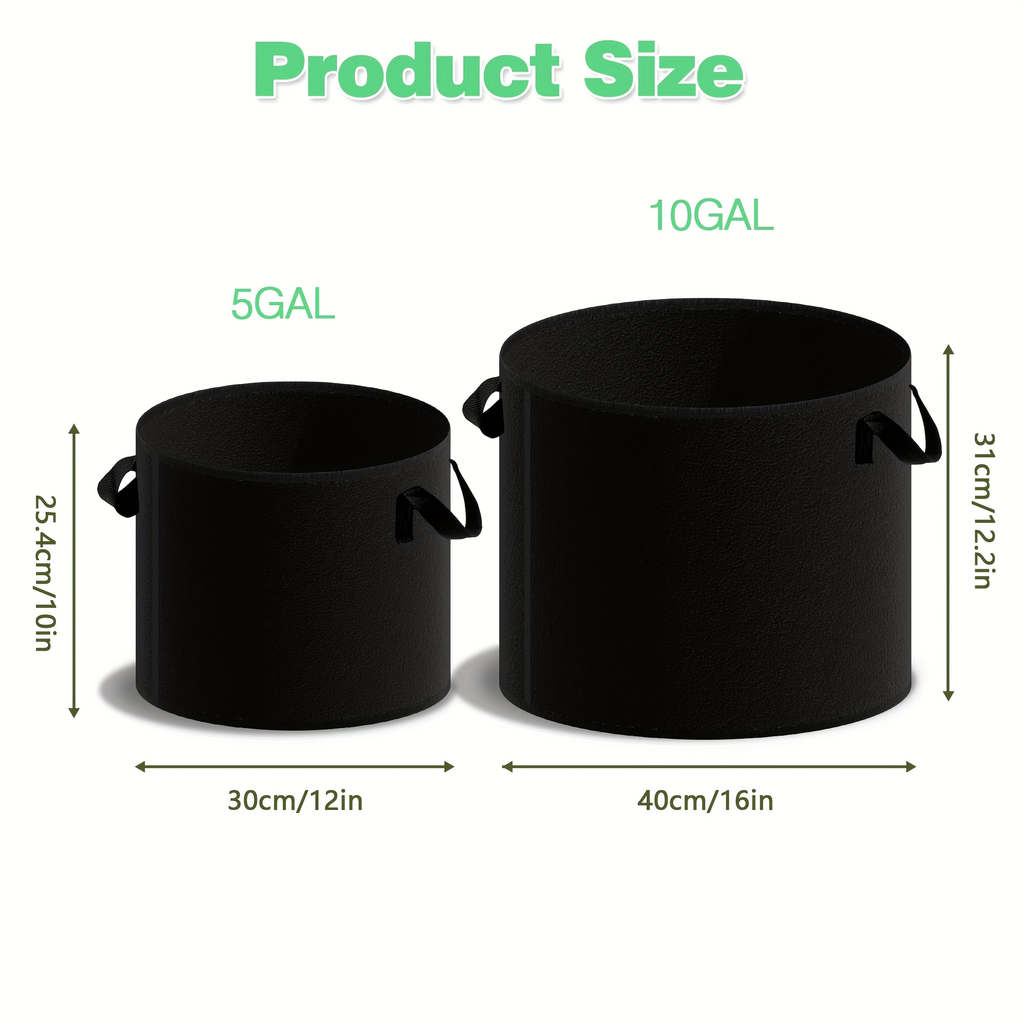 Four-Pack Black Grow Bags with Handles in 5-Gallon or 10-Gallon-Labeled Size Options for Container Gardening — image 5