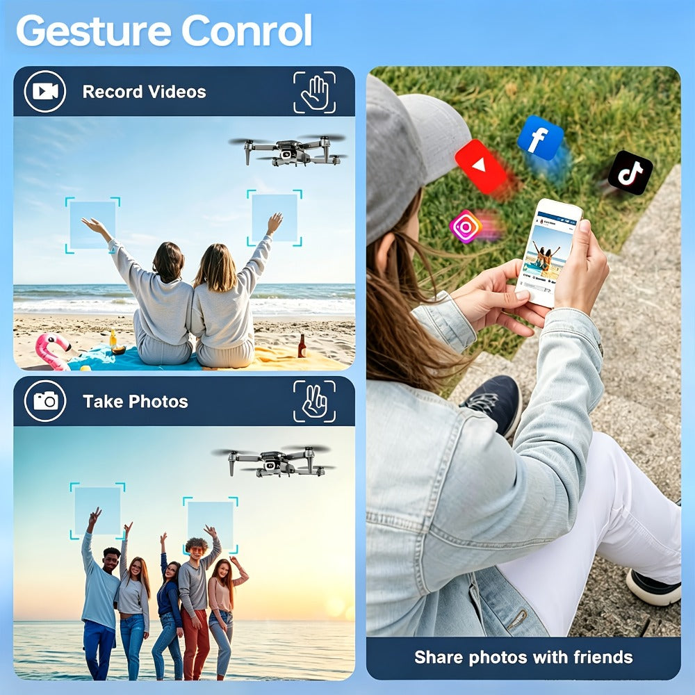 Foldable HD Camera Drone Free Storage Bag USB-C Charging 3D Flips Single or Dual Camera Built-in Screen Remote — image 9