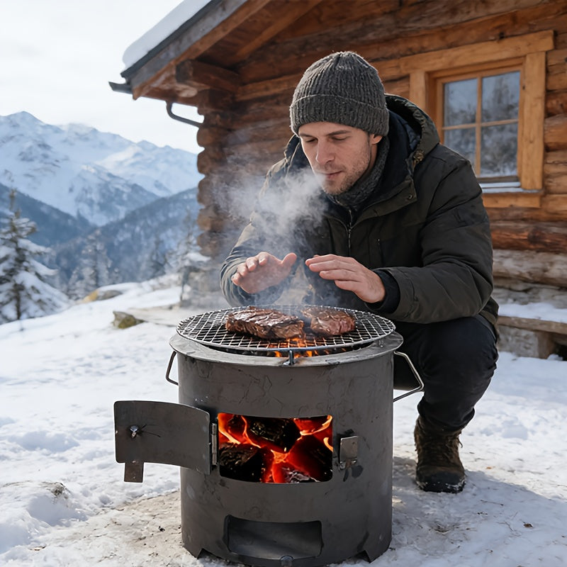 Wood Burning Stove, Portable Camping Charcoal BBQ Cooking Tea Heating for Grilling, Camping and Outdoor Meals — image 10