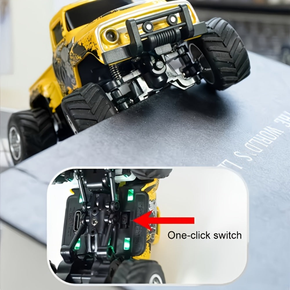 Mini Alloy RC Monster Truck 1:64 Scale 2.4GHz Off-Road Crawler with LED Lights, Street Graffiti Spray-Paint Design — image 16