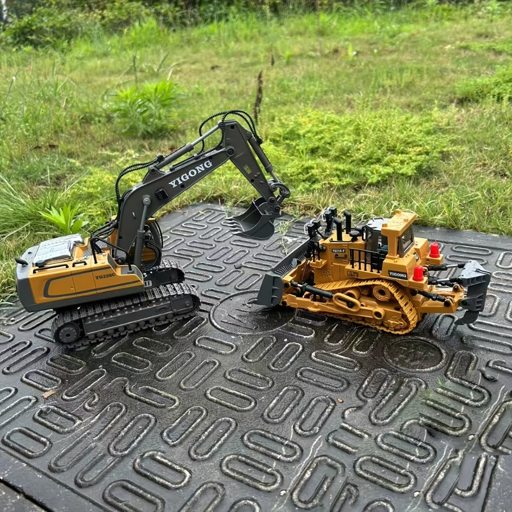 RC Construction Vehicle Set 2-in-1 & 3-in-1, 2.4G 11-Channel Remote Control Excavator Dump Truck Forklift Bulldozer — image 1