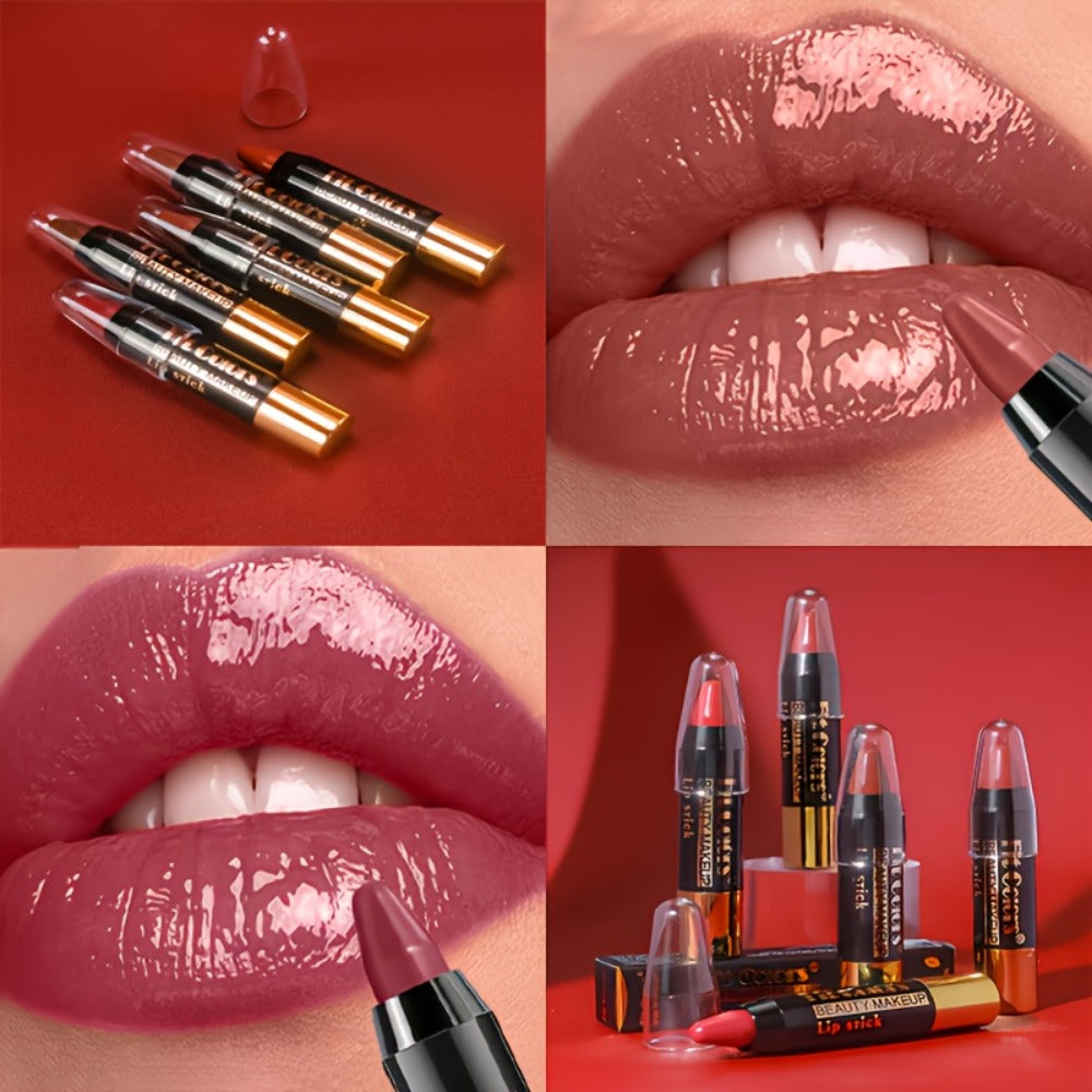 Glossy Crayon Lipstick Set 6 Pack Nourishing Lip Color, for Makeup, Travel and Everyday Vanity Use — image 4