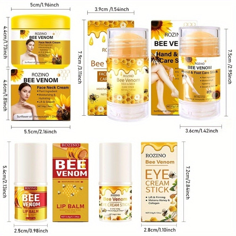 Skincare Set with ROZINO Label, 5 Bee Venom and Vitamin C Items for Lip Face Neck Hand and Foot Care — image 6
