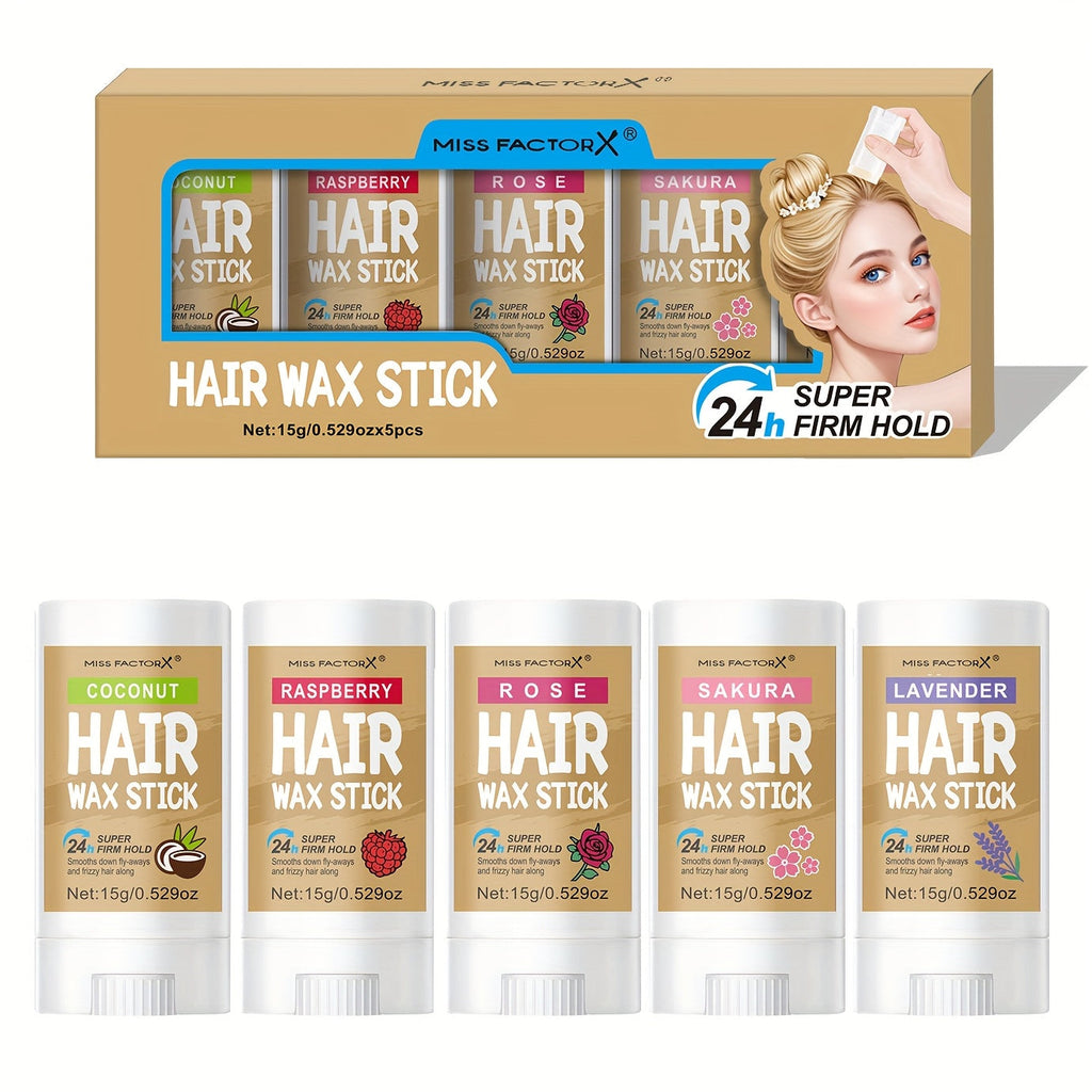 Hair Wax Stick 5 Pack Flyaway Control Edge Control with Jojoba Oil for Home, Travel and Salon Hair Styling — image 21