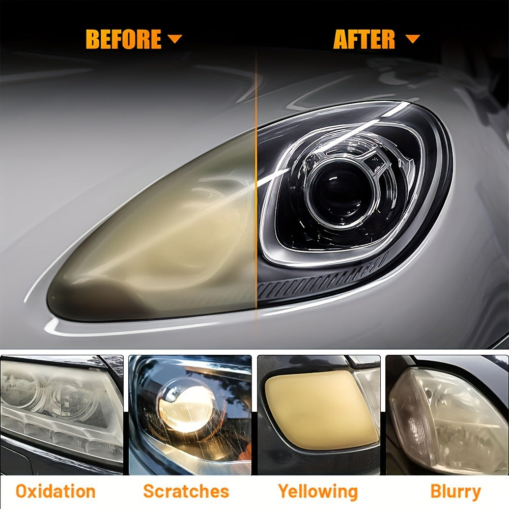 Headlight Restoration Kit Ceramic Coating Spray 100ml No Sanding No Polishing Required Quick Restore Yellowed Foggy Car Headl