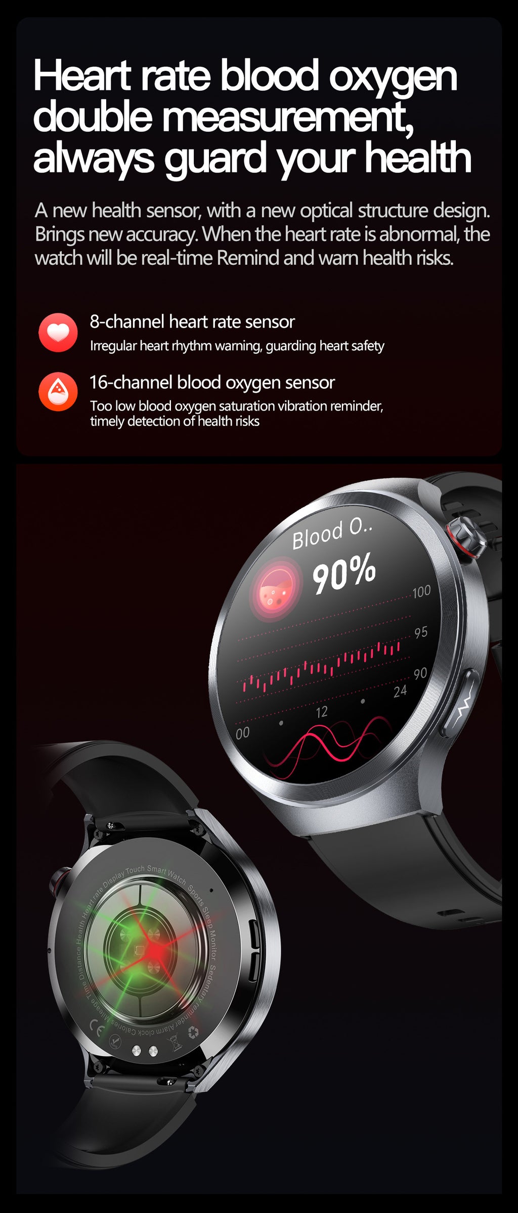 Smart Watch AMOLED Screen ECG Heart Rate Pressure Blood Oxygen Health