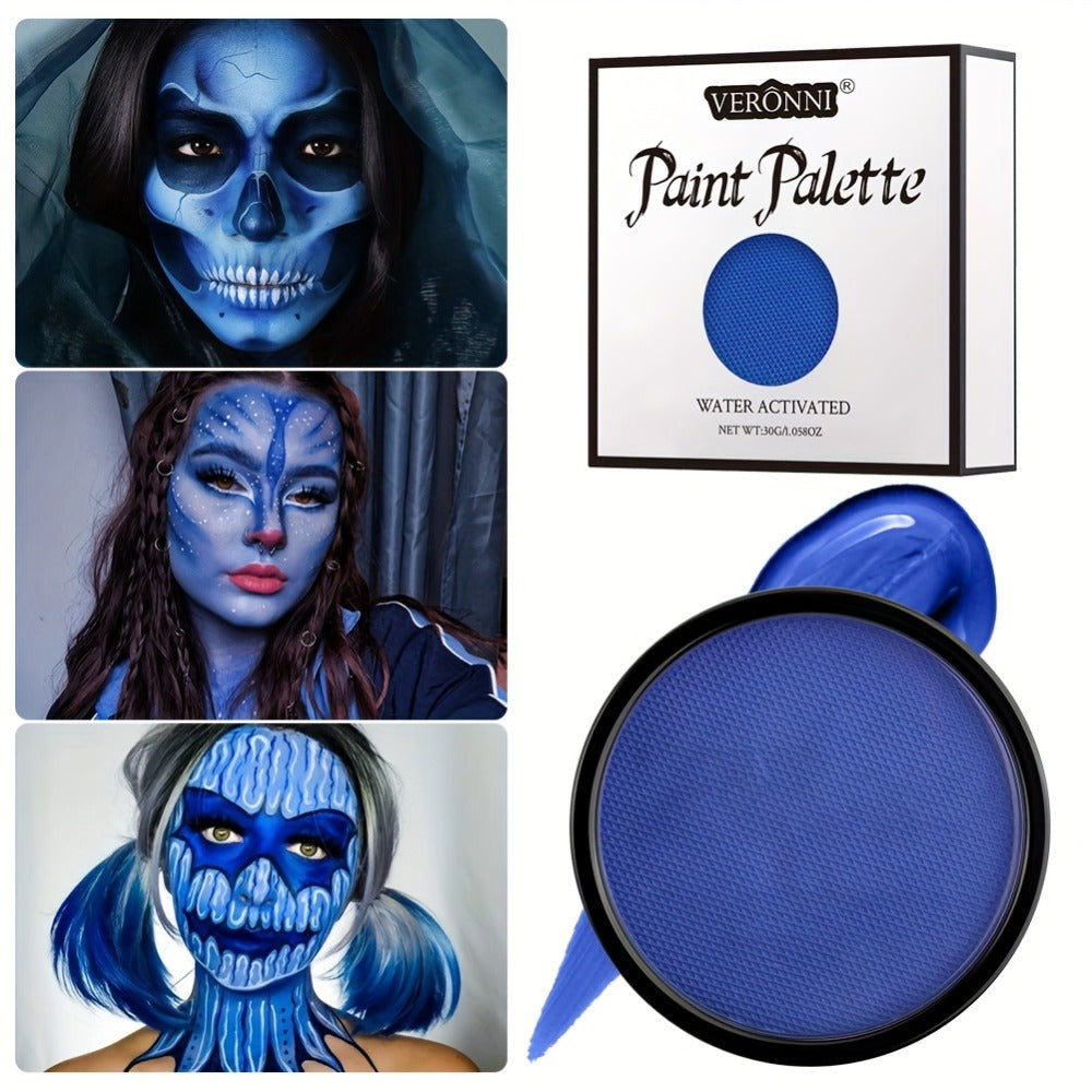Water Activated Face Paint Kit 6 Colors with 10 Brushes, Water Based Face Body Paint Palette Black White Red — image 21