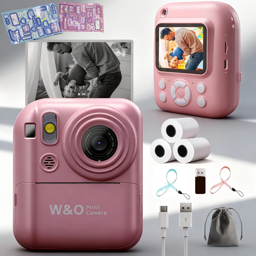 Kids Instant Print Digital Camera 1080P with 2.4" Screen, 3 Rolls Print with the Listed Color, Size or Set Options for Everyd