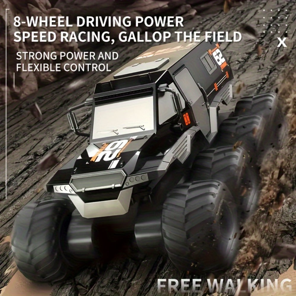 Amphibious RC Truck 8-Wheel Drive 4-Motor Off-Road Climbing Remote Control Armored Vehicle, Oversized Land & Water Military T