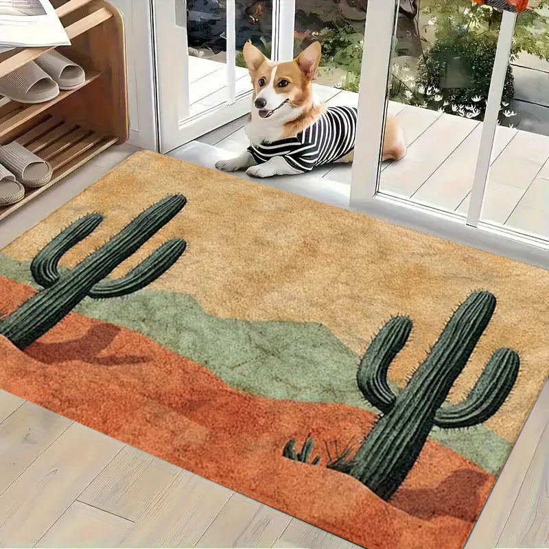 Desert Cactus Print Rectangular Doormat in 40 x 60, 50 x 80 or 45 x 120cm Size Options Pictured — image 2