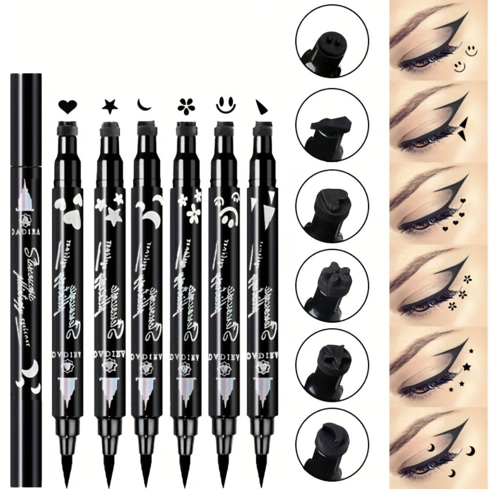 Waterproof Eyeliner Pen Set 6pcs Double-Ended Liquid Eyeliner Kit, Smudge-Proof, Oil-Proof, Precision Eye Liner Pencil for Wo