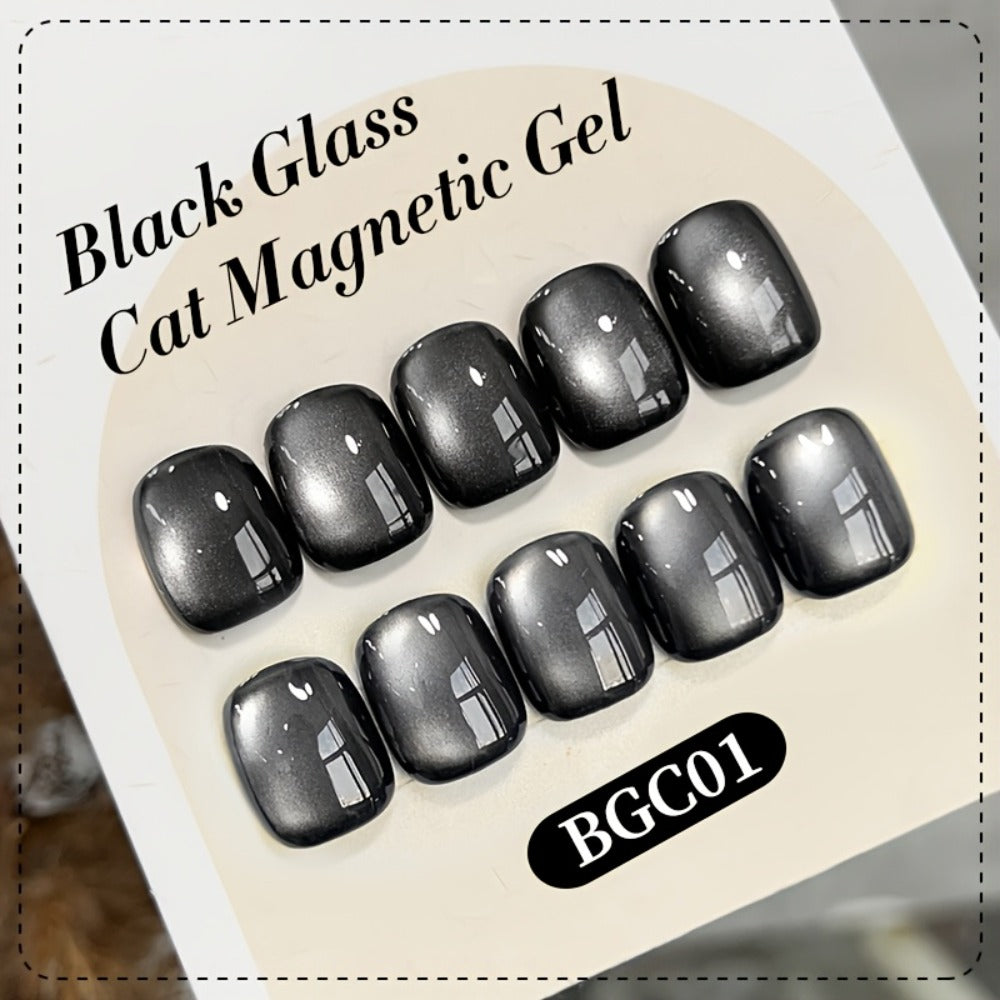 Gel Nail Polish in 10ml Black Magnetic Cat-Eye with Glass-Bead Shimmer, BGC01 or MY49 for Shimmer Art — image 7