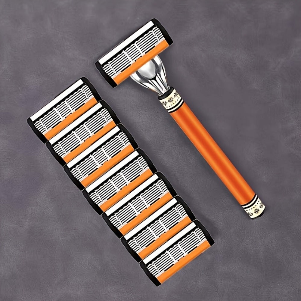 Double Edge Safety Razor Set for Men with 2 Handles & Stainless Steel Replacement Blades – Barber-Quality Close Shave Manual 