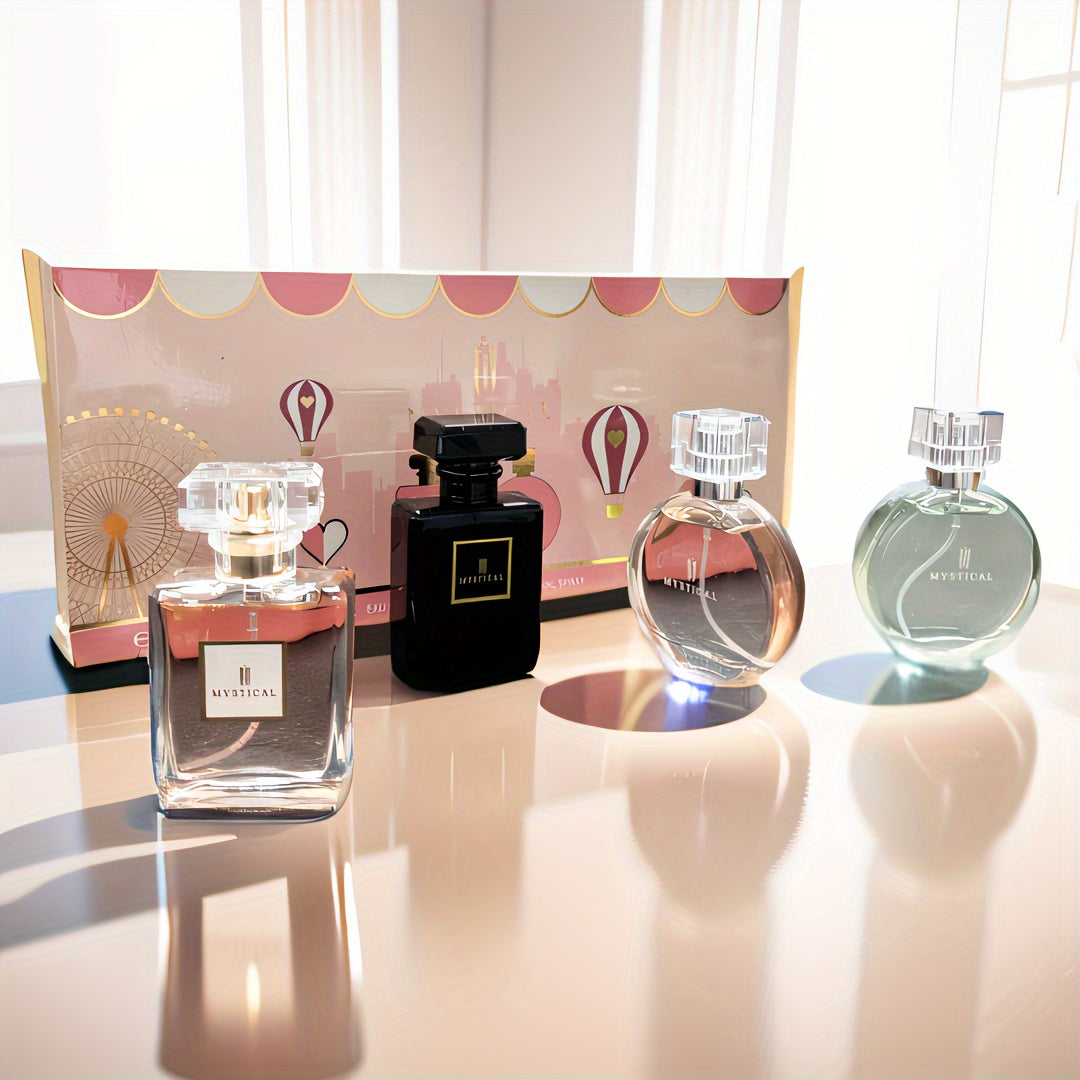 Perfume Gift Set for Women 4 Pieces – Mini Travel Fragrance Set Long Lasting, Unisex Cologne Spray Portable Gift Box for Moth