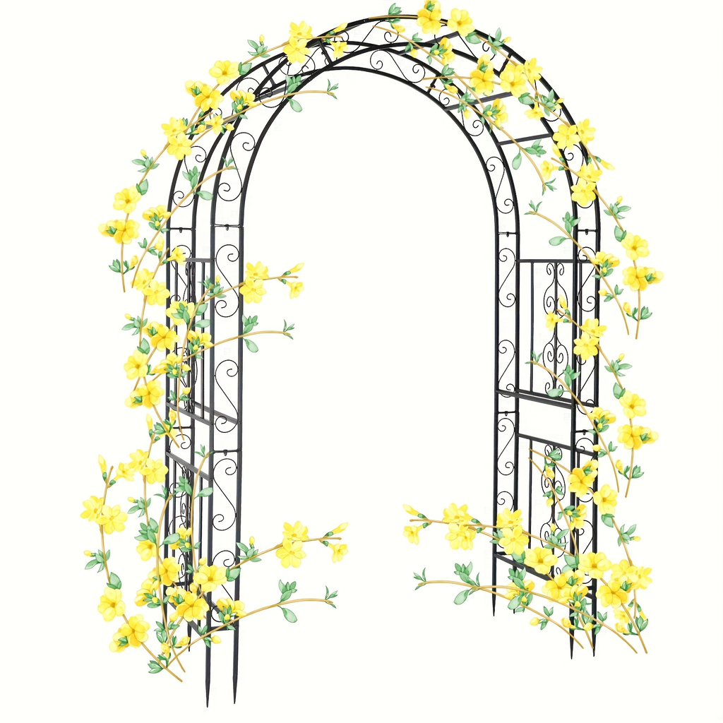 Wrought Iron Garden Arch 7ft Rose Trellis Multi-Style for Garden, Patio and Yard Use, with the Listed Configuration — image 9