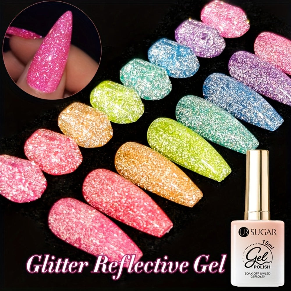 Gel Nail Polish UR SUGAR Reflective Glitter in 15ml with Fluorescent Neon Shimmer and UV/LED Soak-Off Cure — image 11