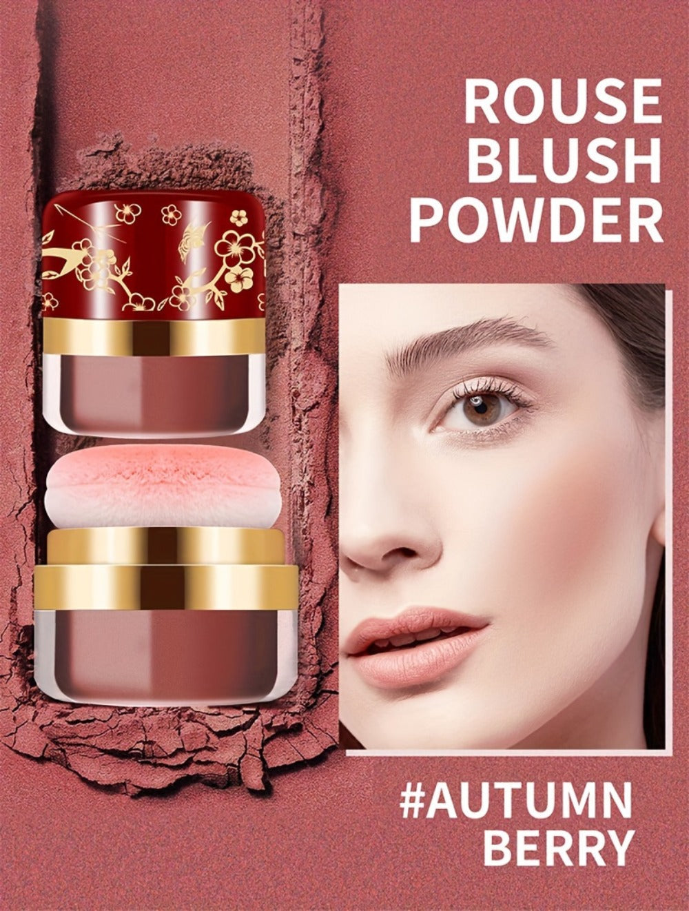 Powder Blush Set 3 Colors with Pearl Powder Rose Oil & Squalane Formula, for Makeup, Travel and Everyday Vanity Use — image 1