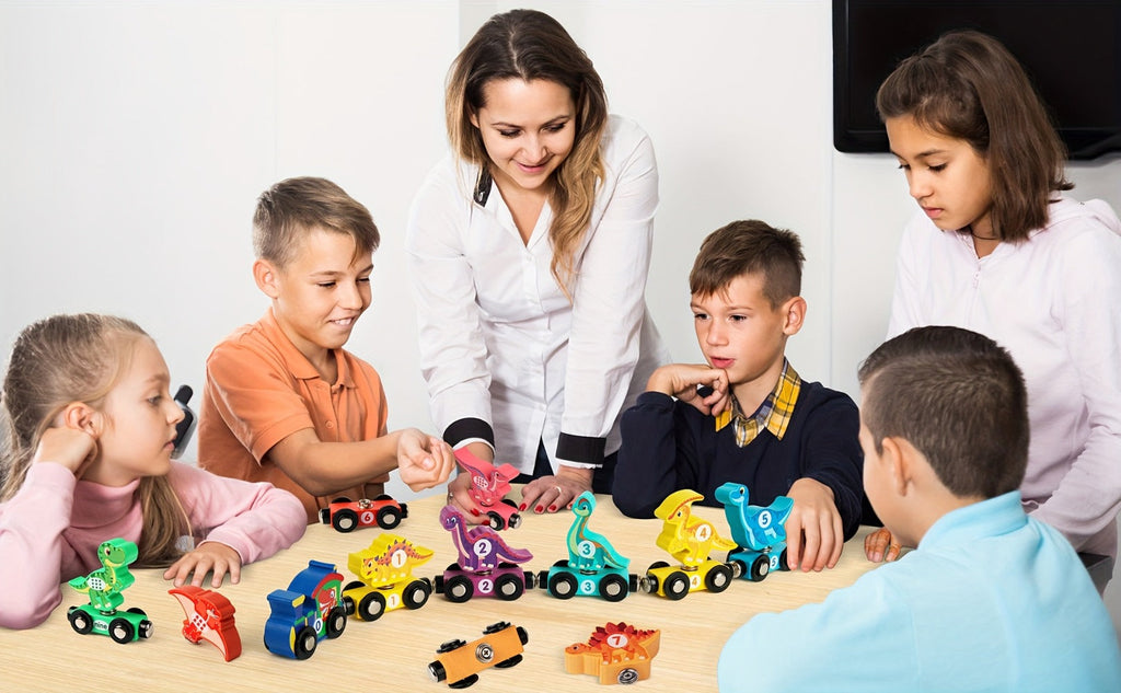 Magnetic Dinosaur Number Train Set for Kids Ages 3-5, 11PCS Wooden Magnetic Train Toy with Engine & Numbered Cars — image 11