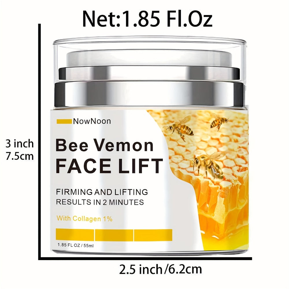 Face Cream Bee Venom 55ml Formula with 1% Collagen for Morning and Evening Face Care in a White and Yellow Jar — image 3