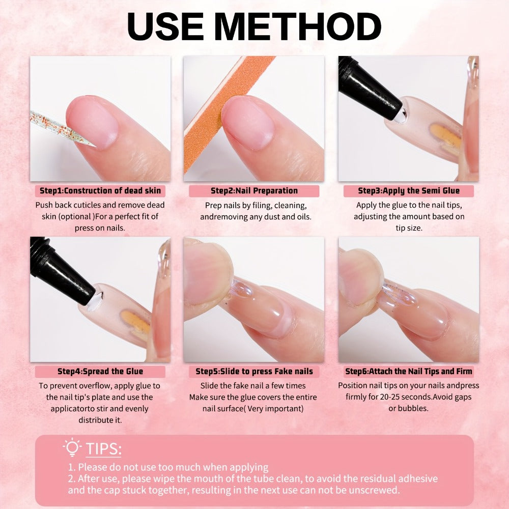 Semi Solid Nail Glue Gel for Press On Nails in a Quick Dry Waterproof 3 Pack of 10g Each — image 9