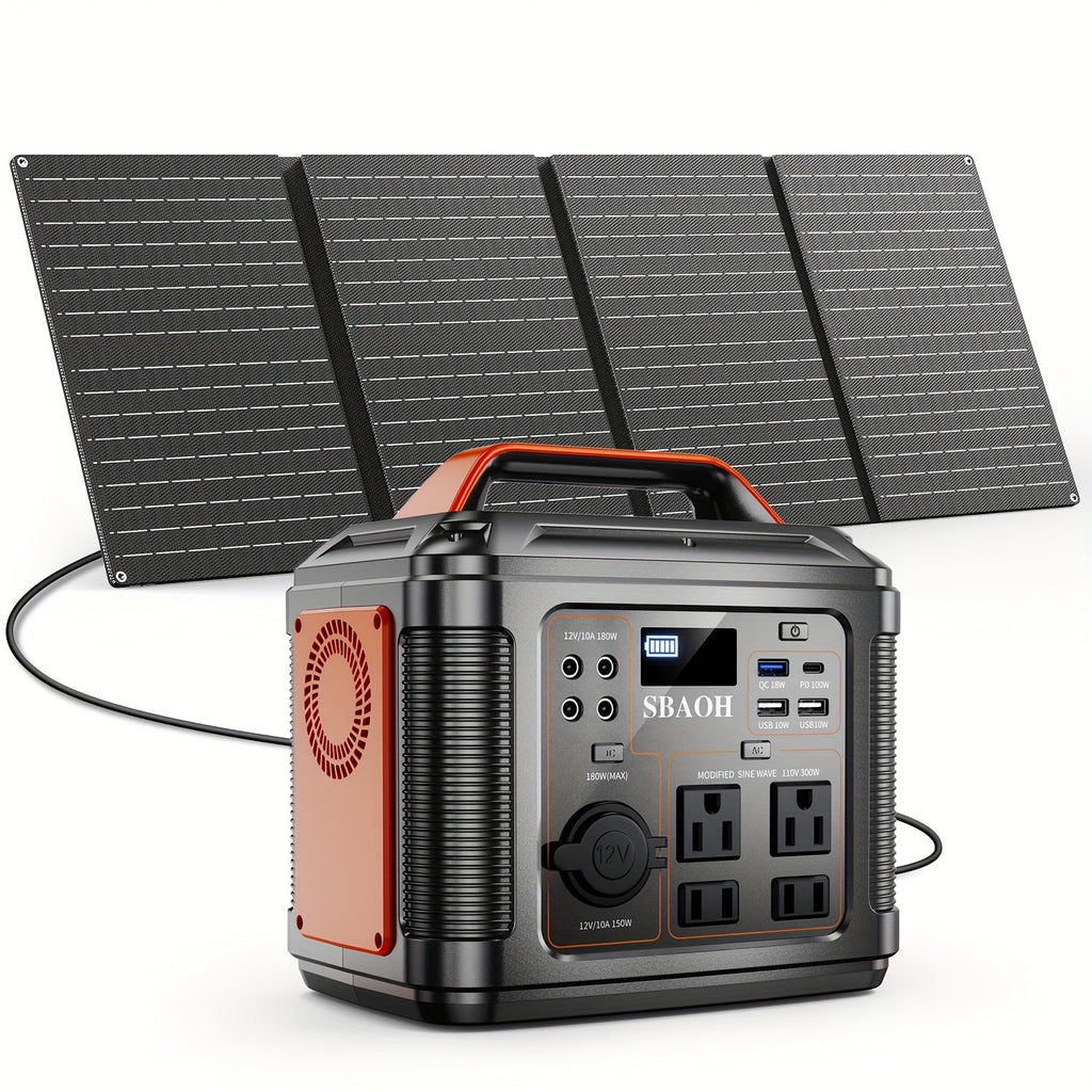 Portable Power Station 296Wh 300W with AC, DC, USB, LED Light and Optional 60W Solar Panel — image 1
