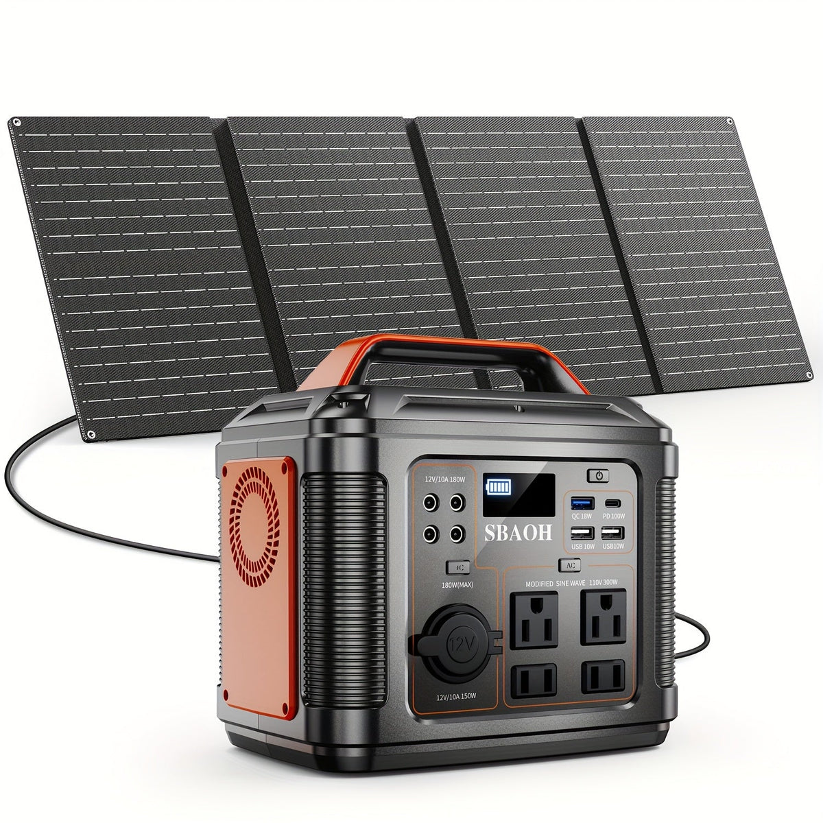 Portable Power Station 296Wh 300W with AC, DC, USB, LED Light and Optional 60W Solar Panel — image 1
