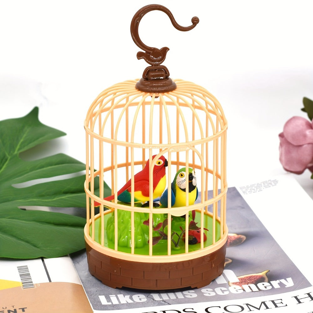 Mini Voice-Activated Birdcage Toy, Chirping & Wing-Fluttering Parrot, Interactive Sound-Responsive Animal Toy — image 8